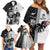 Custom Fiji and New Zealand Rugby Family Matching Off Shoulder Short Dress and Hawaiian Shirt Tapa Mix Maori Pattern