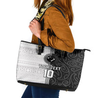 Custom Fiji and New Zealand Rugby Leather Tote Bag Tapa Mix Maori Pattern LT03 Black - Polynesian Pride