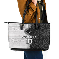 Custom Fiji and New Zealand Rugby Leather Tote Bag Tapa Mix Maori Pattern LT03 - Polynesian Pride