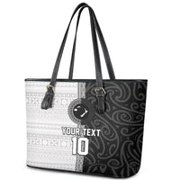 Custom Fiji and New Zealand Rugby Leather Tote Bag Tapa Mix Maori Pattern LT03 - Polynesian Pride