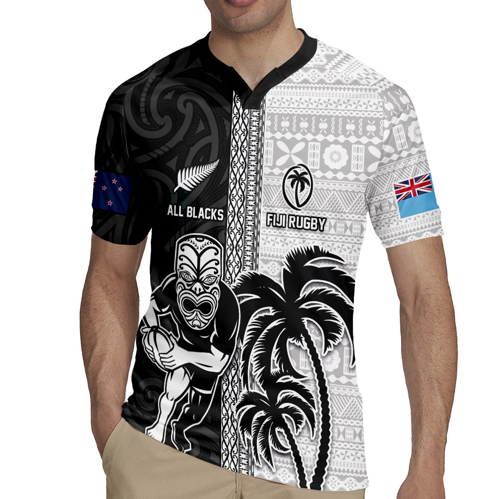 Custom Fiji and New Zealand Rugby Rugby Jersey Tapa Mix Maori Pattern LT03 - Polynesian Pride