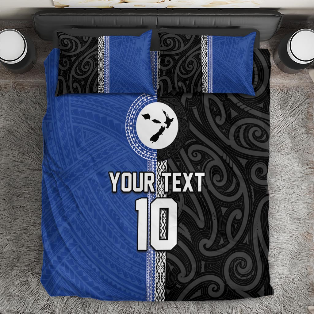 Custom Samoa and New Zealand Rugby Bedding Set Teuila Samoan and Maori Warrior LT03 Black - Polynesian Pride