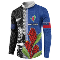 Custom Samoa and New Zealand Rugby Button Sweatshirt Teuila Samoan and Maori Warrior LT03 - Polynesian Pride
