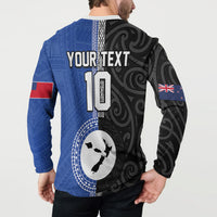 Custom Samoa and New Zealand Rugby Button Sweatshirt Teuila Samoan and Maori Warrior LT03 - Polynesian Pride