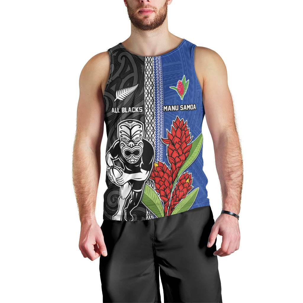 Custom Samoa and New Zealand Rugby Men Tank Top Teuila Samoan and Maori Warrior LT03 - Polynesian Pride