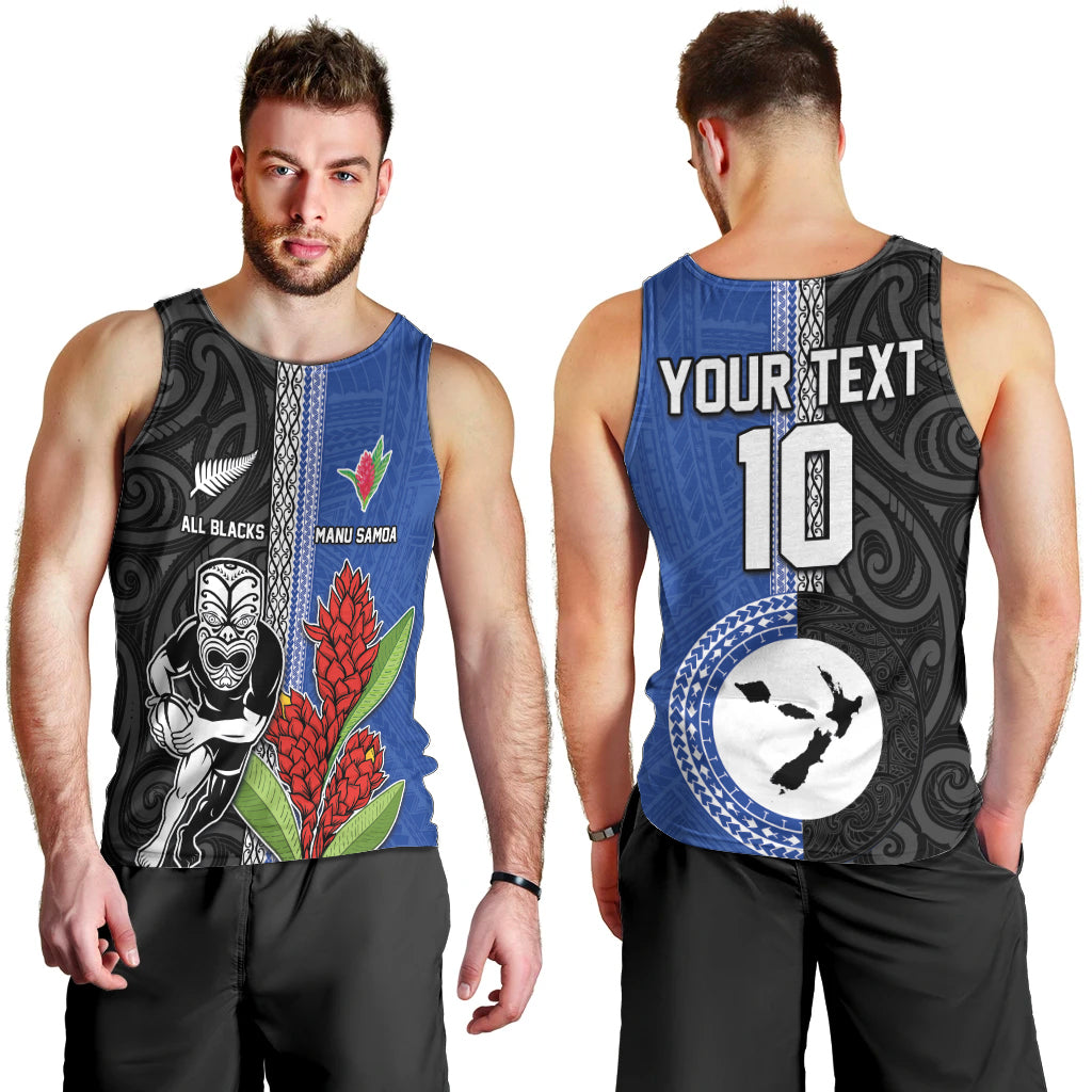 Custom Samoa and New Zealand Rugby Men Tank Top Teuila Samoan and Maori Warrior LT03 - Polynesian Pride