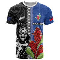 Custom Samoa and New Zealand Rugby T Shirt Teuila Samoan and Maori Warrior LT03 Black - Polynesian Pride