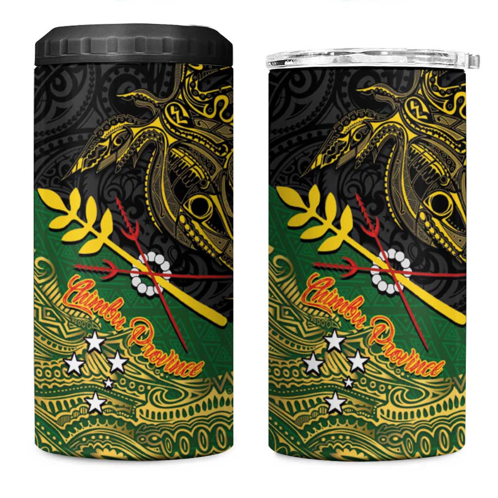 Chimpu Province Papua New Guinea 4 in 1 Can Cooler Tumbler Bird-of-paradise Art Tattoo and Melanesian Motifs LT03 One Size: 16 oz Black - Polynesian Pride