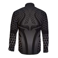 Hawaiian Kakau Art Tattoos Aquaman Style Long Sleeve Button Shirt Special Edition LT03 - Polynesian Pride