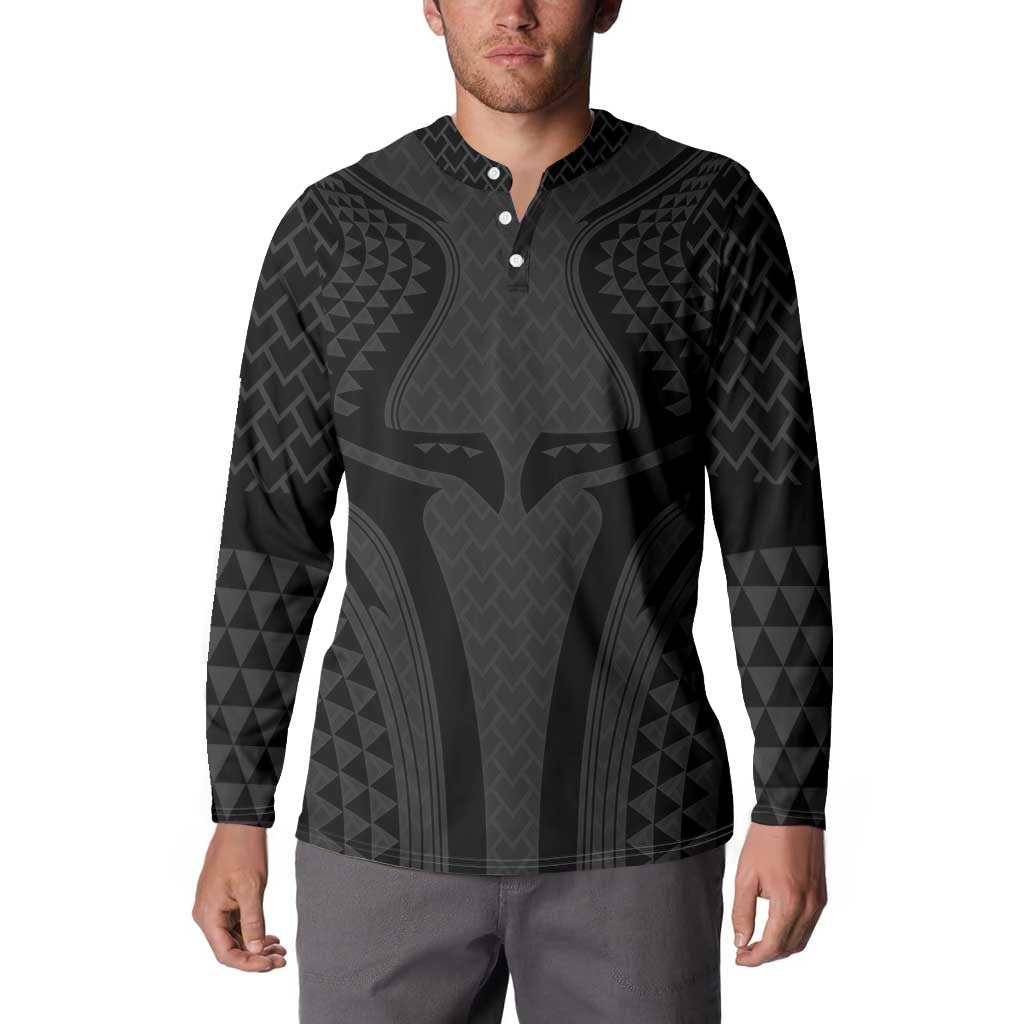 Hawaiian Kakau Art Tattoos Aquaman Style Button Sweatshirt Black Version LT03 - Polynesian Pride