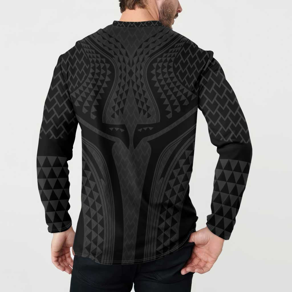 Hawaiian Kakau Art Tattoos Aquaman Style Button Sweatshirt Black Version LT03 - Polynesian Pride