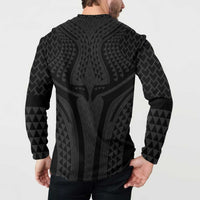 Hawaiian Kakau Art Tattoos Aquaman Style Button Sweatshirt Black Version LT03 - Polynesian Pride