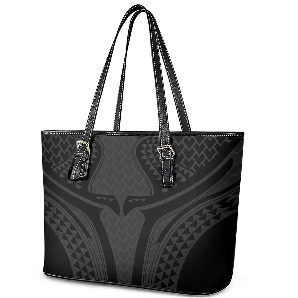 Hawaiian Kakau Art Tattoos Aquaman Style Leather Tote Bag Black Version LT03 - Polynesian Pride