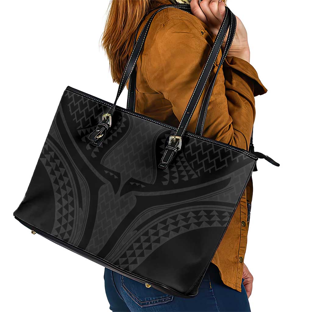Hawaiian Kakau Art Tattoos Aquaman Style Leather Tote Bag Black Version LT03 - Polynesian Pride