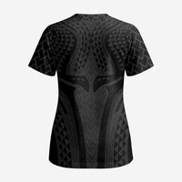 Hawaiian Kakau Art Tattoos Aquaman Style Scrub Top Black Version LT03 - Polynesian Pride