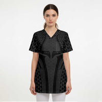 Hawaiian Kakau Art Tattoos Aquaman Style Scrub Top Black Version LT03 - Polynesian Pride
