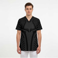 Hawaiian Kakau Art Tattoos Aquaman Style Scrub Top Black Version LT03 - Polynesian Pride