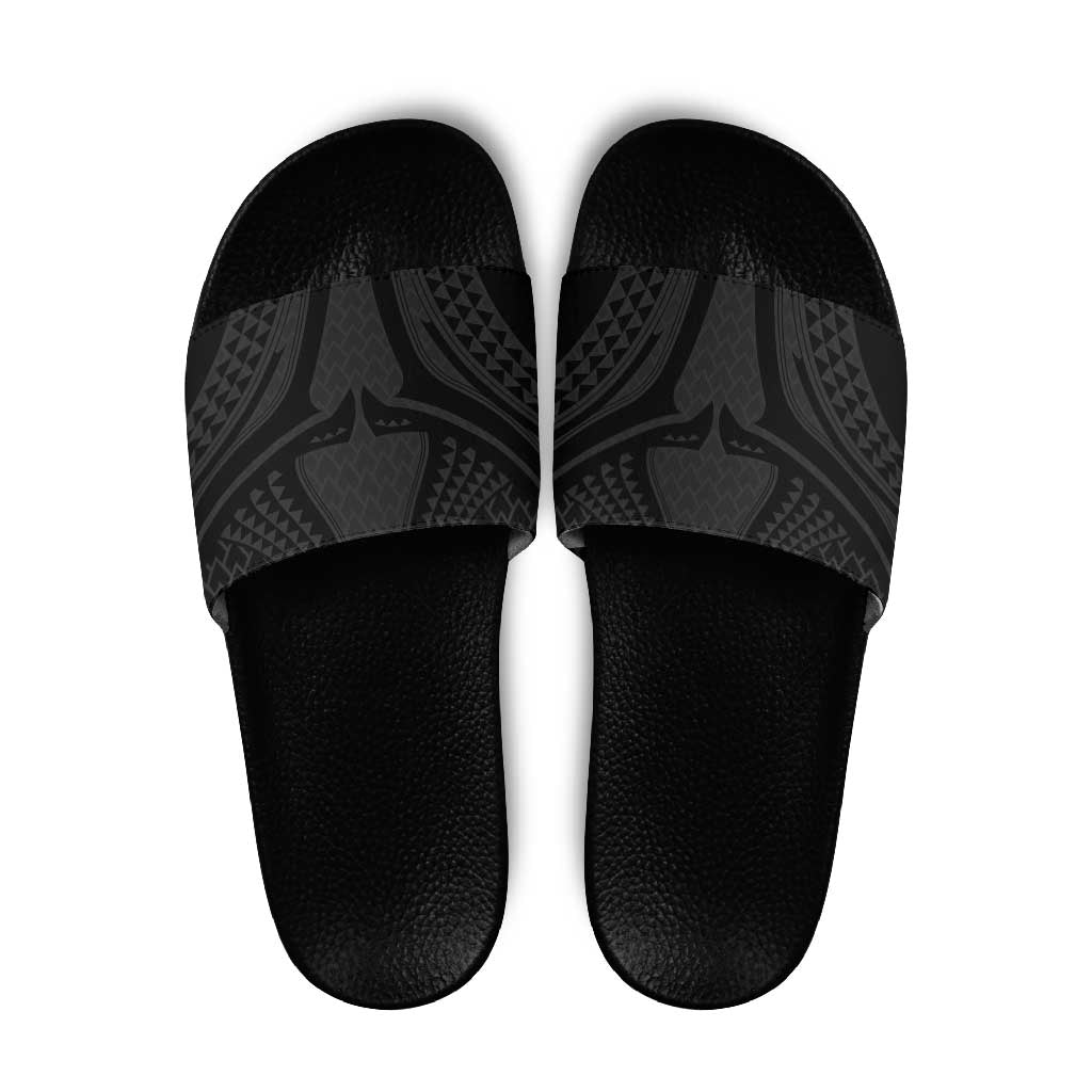 Hawaiian Kakau Art Tattoos Aquaman Style Slide Sandals Black Version LT03 Black - Polynesian Pride