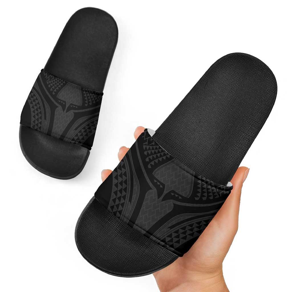 Hawaiian Kakau Art Tattoos Aquaman Style Slide Sandals Black Version LT03 - Polynesian Pride