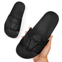 Hawaiian Kakau Art Tattoos Aquaman Style Slide Sandals Black Version LT03 - Polynesian Pride