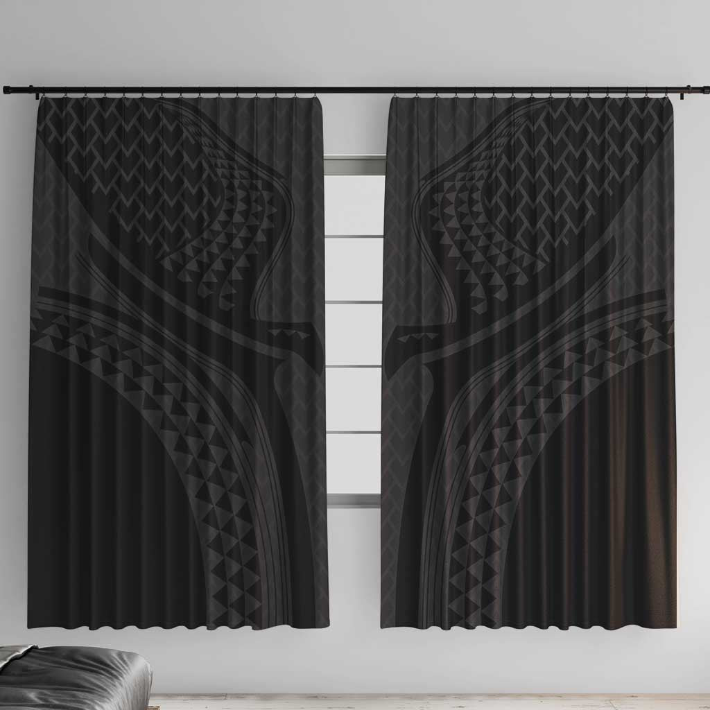 Hawaiian Kakau Art Tattoos Aquaman Style Window Curtain Black Version LT03 With Hooks Black - Polynesian Pride