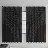 Hawaiian Kakau Art Tattoos Aquaman Style Window Curtain Black Version LT03 With Hooks Black - Polynesian Pride