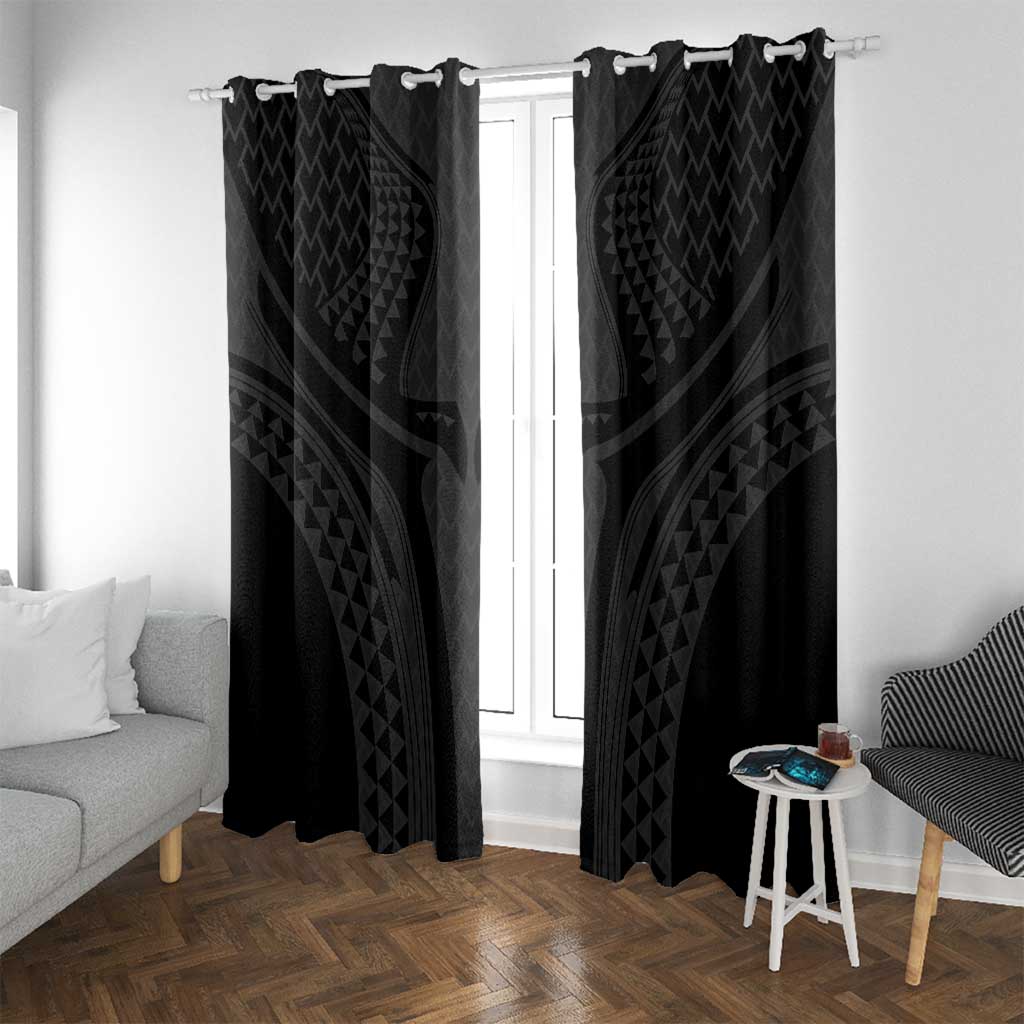 Hawaiian Kakau Art Tattoos Aquaman Style Window Curtain Black Version LT03 With Grommets Black - Polynesian Pride