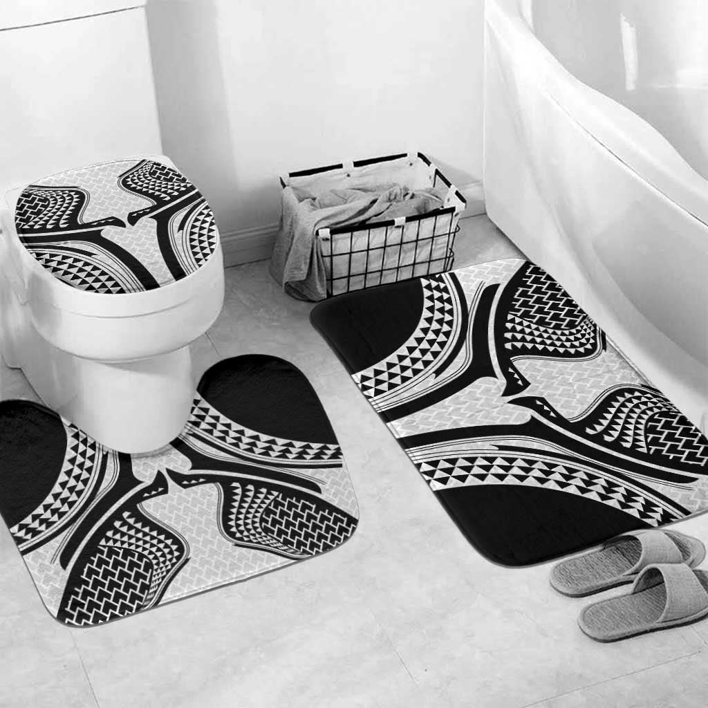 Hawaiian Kakau Art Tattoos Aquaman Style Bathroom Set White Version LT03 Mat Set Only (3 pcs) One Size White - Polynesian Pride