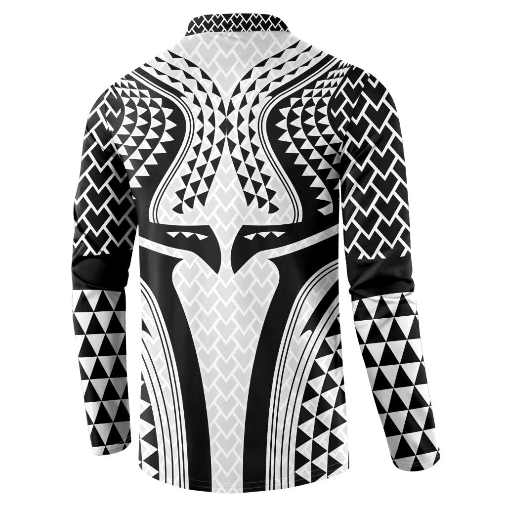 Hawaiian Kakau Art Tattoos Aquaman Style Button Sweatshirt White Version LT03 - Polynesian Pride
