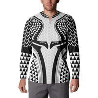 Hawaiian Kakau Art Tattoos Aquaman Style Button Sweatshirt White Version LT03 - Polynesian Pride