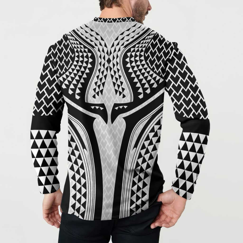 Hawaiian Kakau Art Tattoos Aquaman Style Button Sweatshirt White Version LT03 - Polynesian Pride