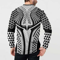 Hawaiian Kakau Art Tattoos Aquaman Style Button Sweatshirt White Version LT03 - Polynesian Pride