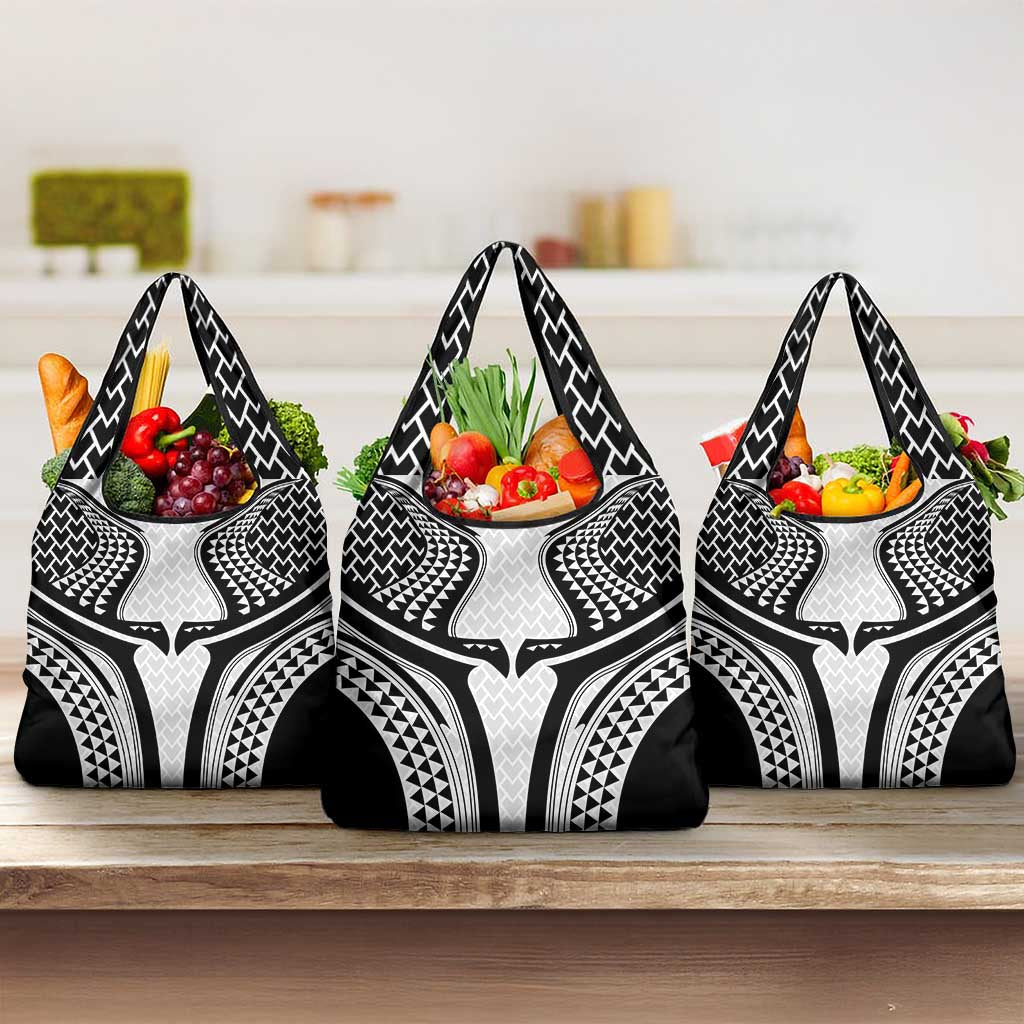 Hawaiian Kakau Art Tattoos Aquaman Style Grocery Bag White Version LT03 3-pack One Size White - Polynesian Pride