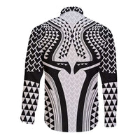 Hawaiian Kakau Art Tattoos Aquaman Style Long Sleeve Button Shirt White Version LT03 - Polynesian Pride