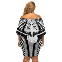 Hawaiian Kakau Art Tattoos Aquaman Style Off Shoulder Short Dress White Version LT03 - Polynesian Pride