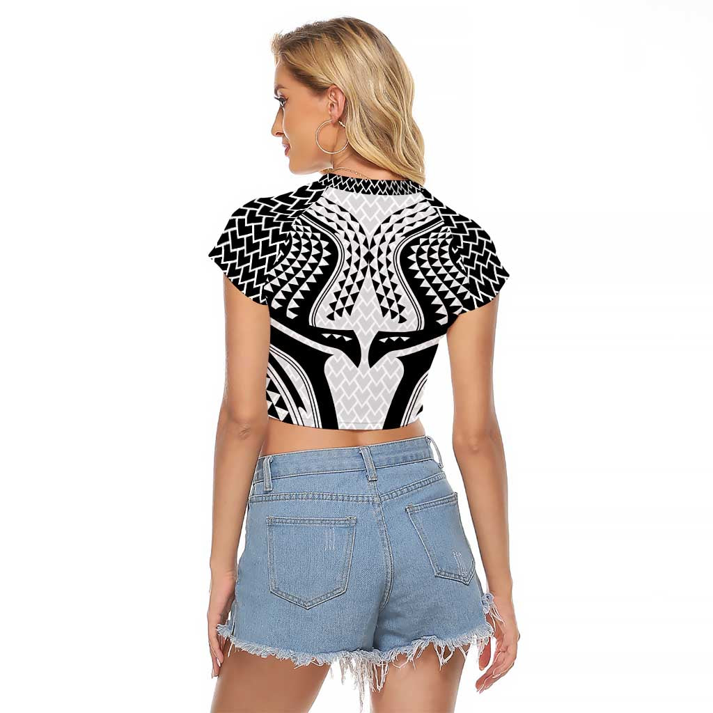 Hawaiian Kakau Art Tattoos Aquaman Style Raglan Cropped T Shirt White Version LT03 - Polynesian Pride