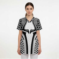 Hawaiian Kakau Art Tattoos Aquaman Style Scrub Top White Version LT03 - Polynesian Pride