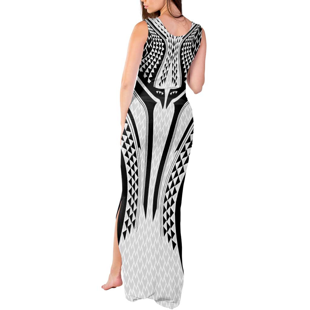 Hawaiian Kakau Art Tattoos Aquaman Style Tank Maxi Dress White Version LT03 - Polynesian Pride