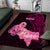 Polynesia Breast Cancer Area Rug Butterfly and Flowers Ribbon Maori Tattoo Ethnic Black Style LT03 Black - Polynesian Pride