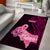 Polynesia Breast Cancer Area Rug Butterfly and Flowers Ribbon Maori Tattoo Ethnic Black Style LT03 - Polynesian Pride