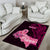 Polynesia Breast Cancer Area Rug Butterfly and Flowers Ribbon Maori Tattoo Ethnic Black Style LT03 - Polynesian Pride