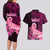 Polynesia Breast Cancer Couples Matching Long Sleeve Bodycon Dress and Hawaiian Shirt Butterfly and Flowers Ribbon Maori Tattoo Ethnic Black Style LT03 - Polynesian Pride