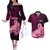 Polynesia Breast Cancer Couples Matching Off The Shoulder Long Sleeve Dress and Hawaiian Shirt Butterfly and Flowers Ribbon Maori Tattoo Ethnic Black Style LT03 Black - Polynesian Pride