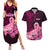 Polynesia Breast Cancer Couples Matching Summer Maxi Dress and Hawaiian Shirt Butterfly and Flowers Ribbon Maori Tattoo Ethnic Black Style LT03 Black - Polynesian Pride