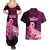 Polynesia Breast Cancer Couples Matching Summer Maxi Dress and Hawaiian Shirt Butterfly and Flowers Ribbon Maori Tattoo Ethnic Black Style LT03 - Polynesian Pride