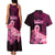 Polynesia Breast Cancer Couples Matching Tank Maxi Dress and Hawaiian Shirt Butterfly and Flowers Ribbon Maori Tattoo Ethnic Black Style LT03 - Polynesian Pride