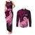 Polynesia Breast Cancer Couples Matching Tank Maxi Dress and Long Sleeve Button Shirts Butterfly and Flowers Ribbon Maori Tattoo Ethnic Black Style LT03 Black - Polynesian Pride