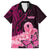 Polynesia Breast Cancer Family Matching Long Sleeve Bodycon Dress and Hawaiian Shirt Butterfly and Flowers Ribbon Maori Tattoo Ethnic Black Style LT03 Dad's Shirt - Short Sleeve Black - Polynesian Pride