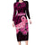 Polynesia Breast Cancer Family Matching Long Sleeve Bodycon Dress and Hawaiian Shirt Butterfly and Flowers Ribbon Maori Tattoo Ethnic Black Style LT03 Mom's Dress Black - Polynesian Pride