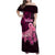 Polynesia Breast Cancer Family Matching Off Shoulder Maxi Dress and Hawaiian Shirt Butterfly and Flowers Ribbon Maori Tattoo Ethnic Black Style LT03 Mom's Dress Black - Polynesian Pride